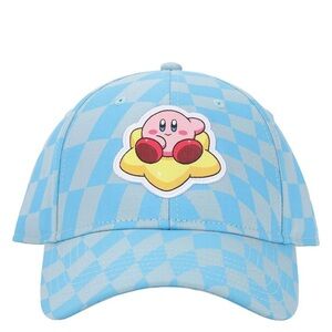 Nintendo Kirby Star Adjustable Snapback Hat Cap  Blue Checkered One Size Anime